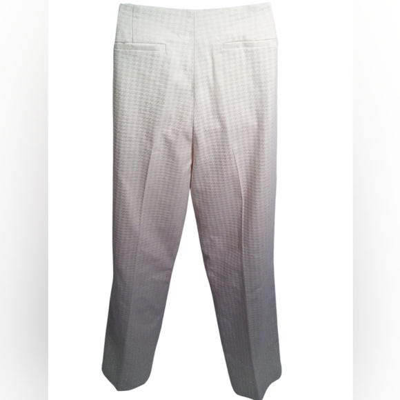 Etcetera Women's Cream Straight Leg Houndstooth Mosaic Zip Side Pants Size 12 - Picture 2 of 8